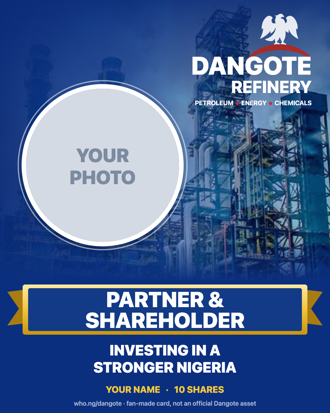 Example Dangote share card made with this tool